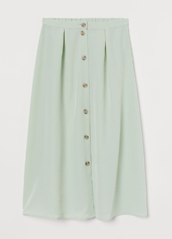 Мятная кэжуал однотонная юбка H&M а-силуэта (трапеция)