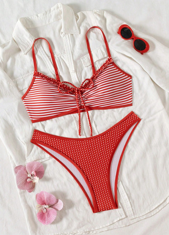 Комбінований літній купальник (ліф, трусики) топ, роздільний SHEIN