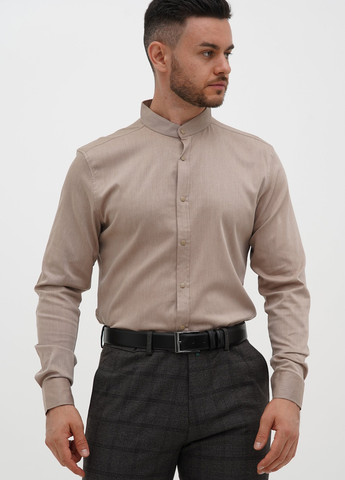Бежевая классическая рубашка однотонная Trend Collection