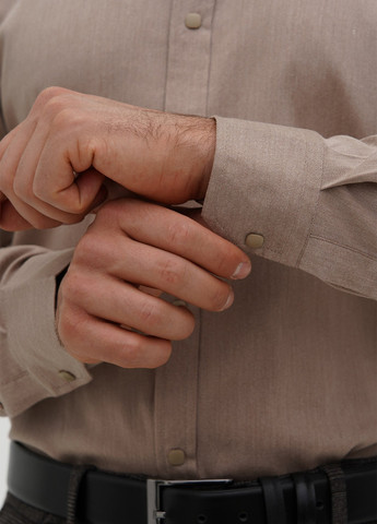 Бежевая классическая рубашка однотонная Trend Collection