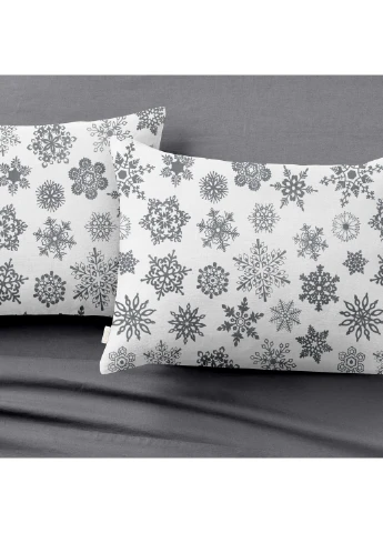 Евро комплект RANFORS GRAPHITE SNOWFLAKES GREY (пододеяльник 200х220 см, простынь 180х200х20 см, наволочка 2 шт 50х70 см) Cosas (251413587)