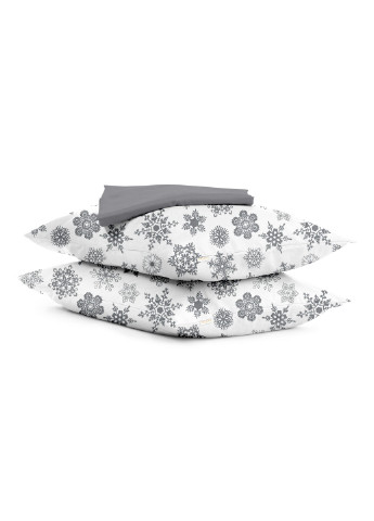 Евро комплект RANFORS GRAPHITE SNOWFLAKES GREY (пододеяльник 200х220 см, простынь 180х200х20 см, наволочка 2 шт 50х70 см) Cosas (251413587)
