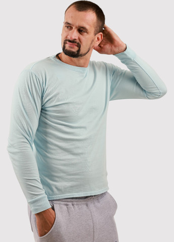 Светло-голубой демисезонный кэжуал лонгслив Blue 84 однотонный