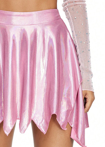 Светло-розовая карнавальный, кэжуал однотонная юбка SHEIN клешированная