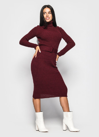 Бордовое кэжуал платье платье-свитер Larionoff однотонное