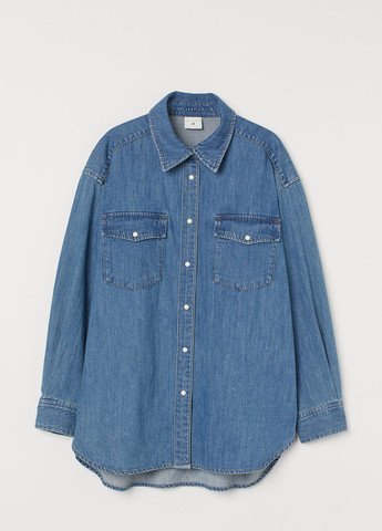 Синяя кэжуал, джинсовая рубашка однотонная H&M