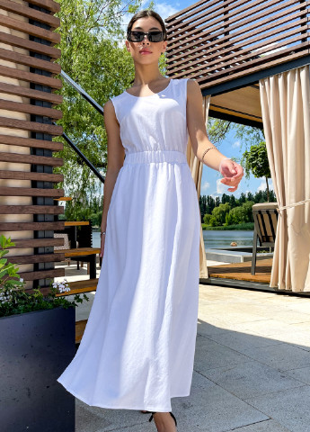 Білий кежуал плаття, сукня кльош ST-Seventeen однотонна