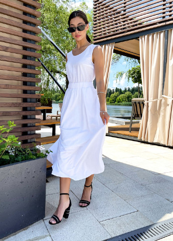 Белое кэжуал платье клеш ST-Seventeen однотонное