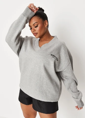 Сірий світшот Missguided напис без декору (260377738)