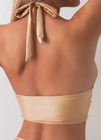 Бежевий літній купальник (ліф, труси) топ, роздільний SHEIN