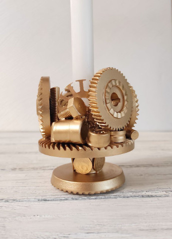 Сувенір підсвічник свічник стімпанк з металу з золотим напиленням ручна робота хендмейд подарунок SuvenirPodarokZP 1 (254490934)