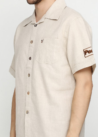 Темно-бежевая кэжуал рубашка однотонная MSY с коротким рукавом
