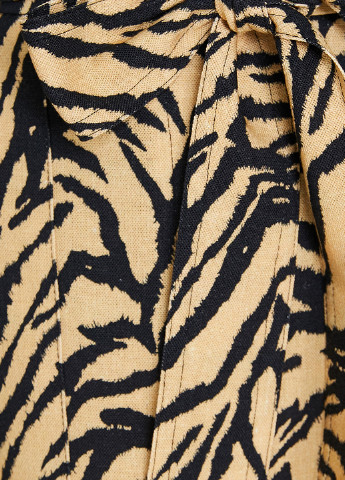 Светло-коричневая кэжуал с анималистичным узором юбка KOTON а-силуэта (трапеция)