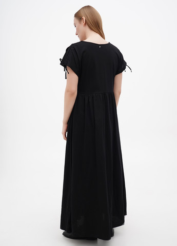 Черное кэжуал платье клеш Sheego однотонное