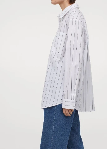 Белая кэжуал рубашка в полоску H&M