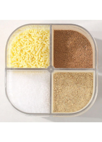 Банка для спецій 4 відділення 5901 8,5х6,5х6,5 см білий No Brand (253786768)