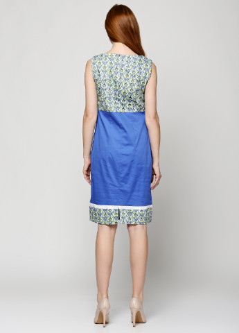 Синее кэжуал платье Алеся с геометрическим узором