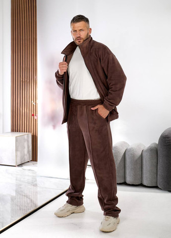 Коричневый демисезонный костюм (толстовка, брюки) брючный No Brand