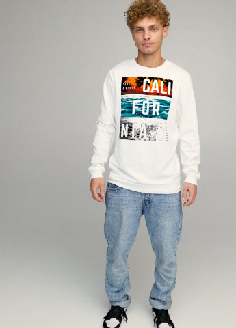 Білий світшот чоловічий basic /no flis/ YAPPI малюнок (251791413)