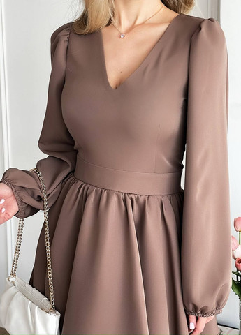 Світло-коричнева кежуал сукня кльош No Brand однотонна