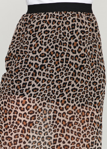Коричневая кэжуал с анималистичным узором юбка H&M макси
