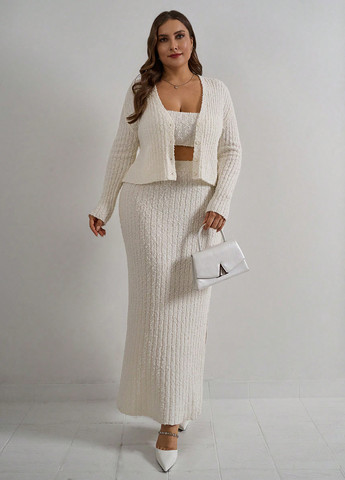 Костюм (топ, кардиган, спідниця) SHEIN (366090872)