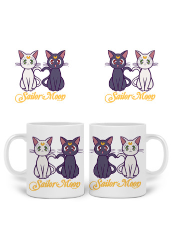 Кружка Місяць Кішки Сейлор Мун (anime Sailor Moon Cats) 330 мл горнятко керамічне (20259-2849) MobiPrint (221743180)