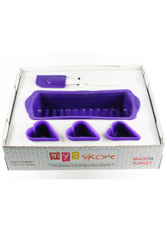 Набор форм силиконовых для выпечки фиолетовый (хлеба, мафины Сердце-6шт, лопатка) (MYS-40024) MysSilicone (216708607)