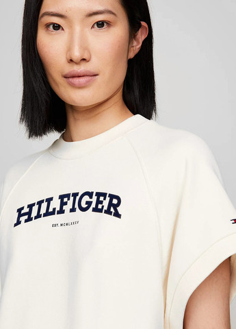 Молочний світшот Tommy Hilfiger логотип без декору (306920651)