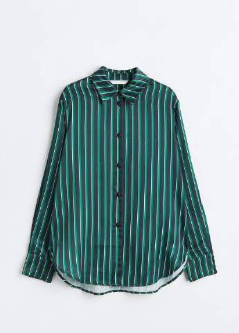 Зеленая кэжуал рубашка в полоску H&M