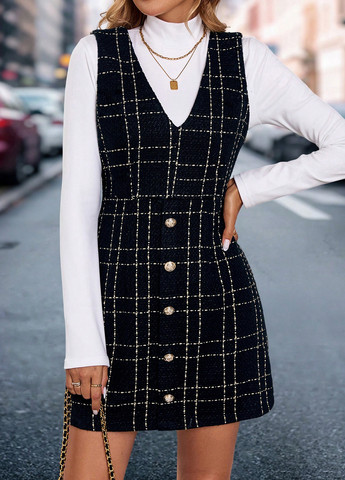 Чорно-білий демісезонний комплект (гольф, сарафан) SHEIN