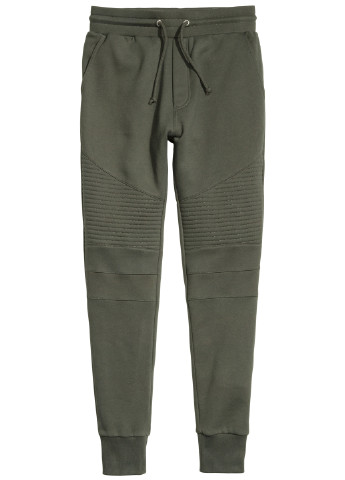 Оливково-зеленые спортивные демисезонные зауженные брюки H&M