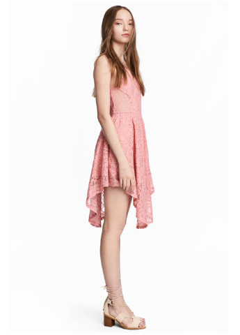 Розовое кэжуал платье H&M фактурное