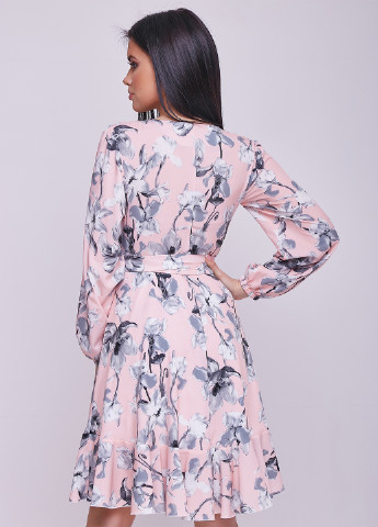 Персиковое кэжуал платье ST-Seventeen с цветочным принтом