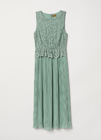 Зелена кежуал сукня плісована H&M однотонна