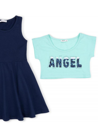 Синее платье с топом "angel" (10254-134g-green) Breeze (205765595)