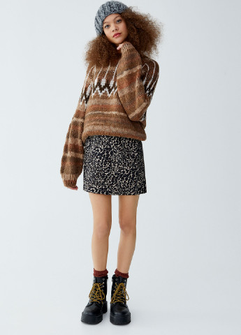 Разноцветная кэжуал леопардовая юбка Pull & Bear