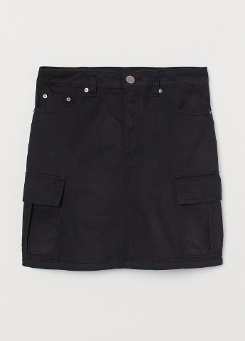 Черная джинсовая однотонная юбка H&M
