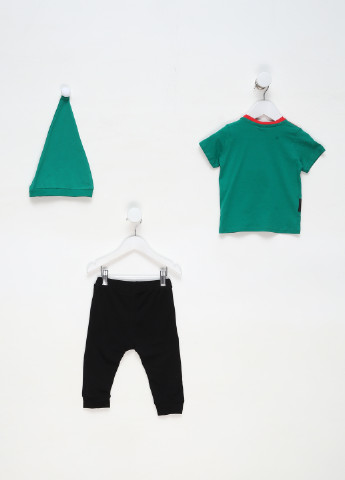Mаскарадний костюм (футболка, штани, шапка) H&M малюнок зелений домашній трикотаж, бавовна