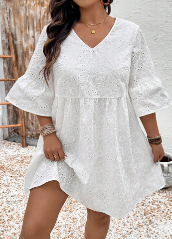 Белое праздничный, кэжуал платье а-силуэт SHEIN однотонное