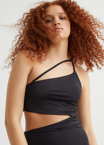 Чорна кежуал сукня силуетна, на одне плече H&M однотонна