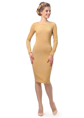 Золотистий коктейльна сукня Lemon однотонна