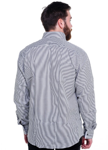 Серая кэжуал рубашка в полоску ISSA PLUS с длинным рукавом