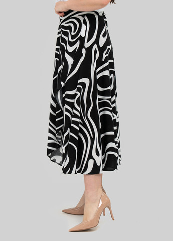 Черно-белая кэжуал с анималистичным узором юбка A'll Posa клешированная, на запах