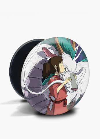 Попсокет (Popsockets) держатель для смартфона Тихиро Огино Сэн и Хаку Унесённые призраками (Spirited Away) (8754-2829) Черный MobiPrint (221548577)