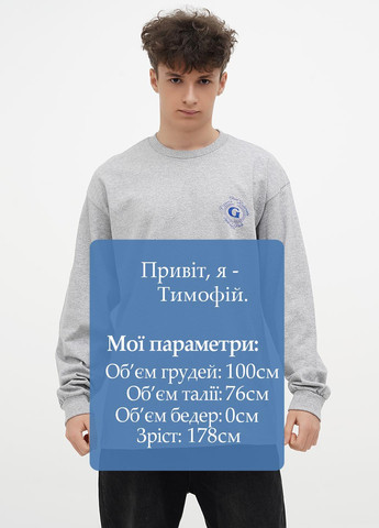 Лонгслів Gildan малюнок світло-сірий кежуали трикотаж, бавовна