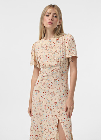 Бежевое кэжуал платье Braska с цветочным принтом