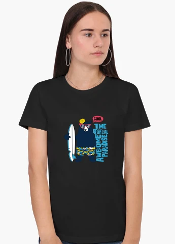 Футболка жіноча Крутий Ведмідь (Cool Bear) (8976-2067) XXL MobiPrint - (227212318)