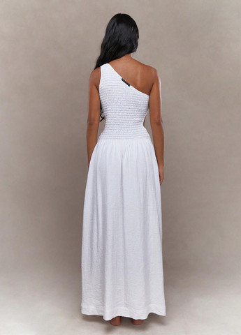 Белое домашнее платье на одно плечо SHEIN однотонное