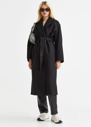 Черное демисезонное Пальто двубортное H&M